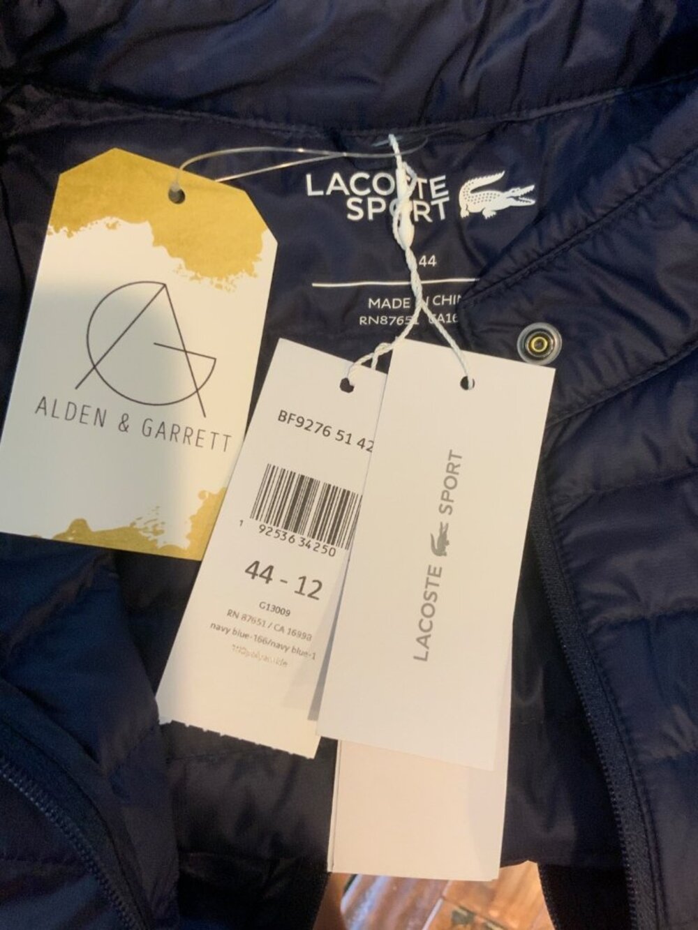 Lacoste Sport Navy Blue Zip-Up Puffer Vest NWT, Size 12 - Picture 6 of 7